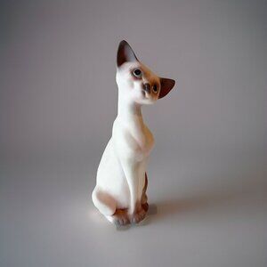 Vintage MCM Freeman McFarlin Pottery Statue 1958 Siamese Cat 14.5" Blue Eyes USA